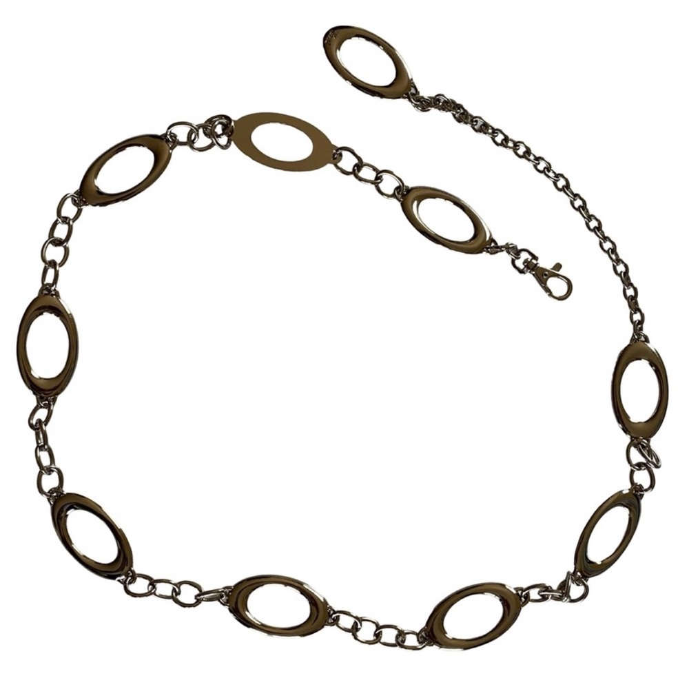 Y2K Fossil Chain Link Belt Silver Tone